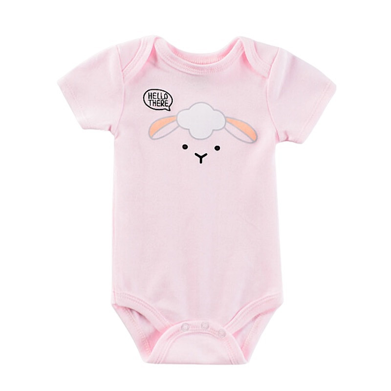 6M Cotton Short sleeve Girl Pink baby onesie Sheep Design